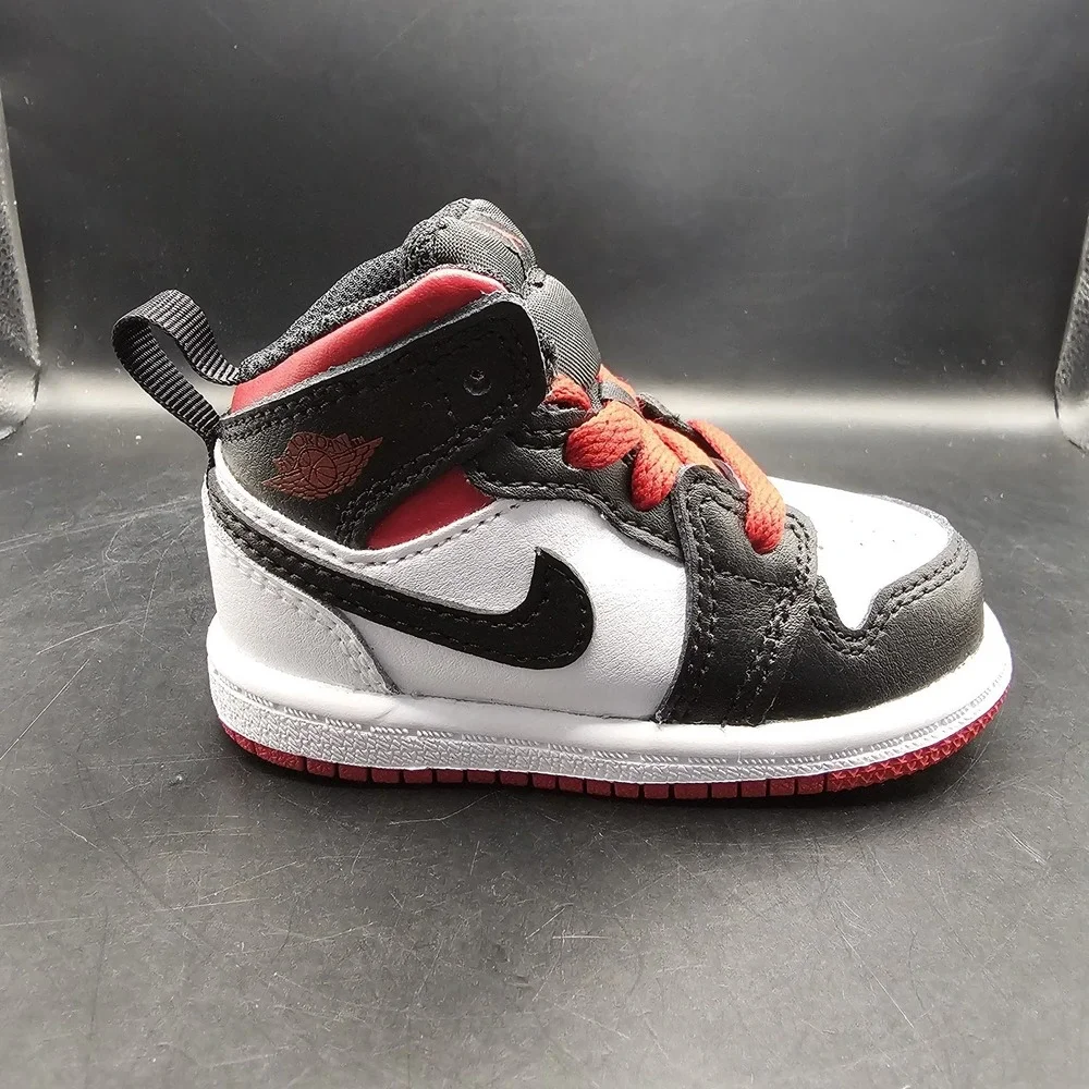 JORDAN 1 MID TODDLER WHITE / GYM‎ RED-BLACK DQ8425 106 SIZE 4C
